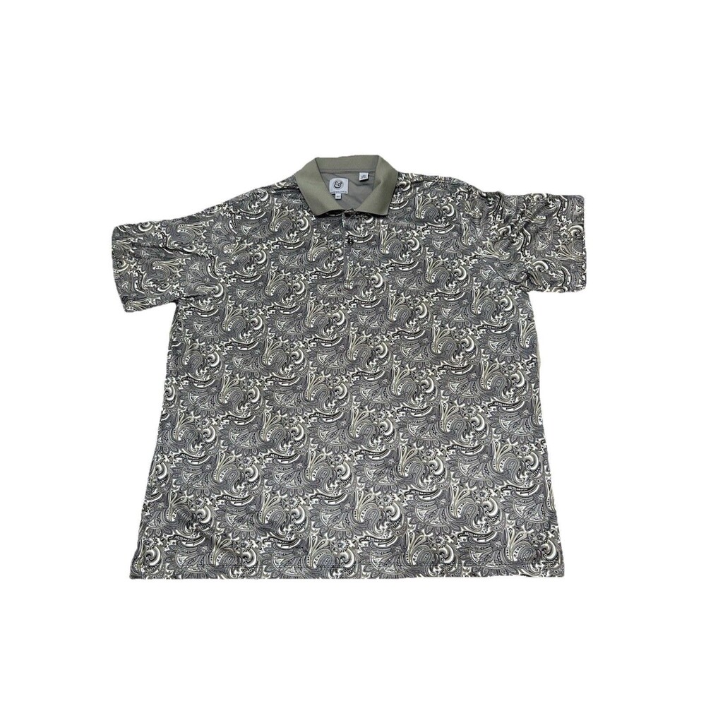 Kilburne & Finch Polo Shirt Mens 3XLGray Paisley Print Polyester Stretch